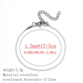 Silver stainless steel 1.5mm thin chain bracelet with adjustable 17cm-22cm length - Flat S Chain / 1.5mm / Steel