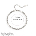 Silver stainless steel chain bracelet with lobster clasp, 17+5cm adjustable length - 轻金雅环链 / 4.0mm / Steel