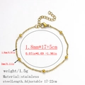 18K gold plated stainless steel bead chain bracelet featuring five 3mm small solid beads - Cross-shaped Beaded Chain / 1.8mm / Gold