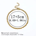 Golden stainless steel chain anklet featuring textured round links and lobster clasp - 十字压太阳花链 / 3.5mm / Gold