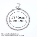 Adjustable silver stainless steel chain bracelet with textured oval links and lobster clasp - 十字压太阳花链 / 3.5mm / Steel