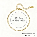 Women's 18K gold plated stainless steel chain bracelet with adjustable 17+5cm link - 十字嘴唇链 / 3.0mm / Gold
