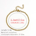 Minimalist 18K gold plated stainless steel twist chain bracelet for women 1.6g - 双方扣链 / 2.3mm / Gold
