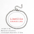 Silver stainless steel twist chain bracelet for women with 2.3mm width and adjustable clasp - 双方扣链 / 2.3mm / Steel