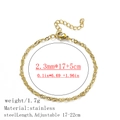 Minimalist 18K gold plated stainless steel twisted chain bracelet with adjustable lobster clasp - Water Wave Chain / 2.3mm / Gold