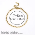 Golden stainless steel wave pattern bracelet with lobster clasp and adjustable extension chain - 水波浪链 / 2.0mm / Gold