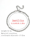 3mm silver stainless steel S-link chain bracelet with 17-22cm adjustable lobster clasp - Man Zi Chain / 3.0mm / Steel