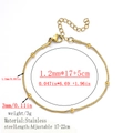 18K gold plated stainless steel snake chain bracelet with five round beads and extender - Bead Snake Chain / 1.2mm / Gold