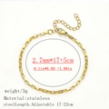 Polished 18K gold-plated stainless steel box chain bracelet with adjustable clasp - Long Box Chain / 2.7mm / Gold