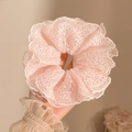 Elegante grote roze kanten scrunchie met fijne geborduurde bloemendetails - #4 Roze Kant 4 Lagen 18 Cm