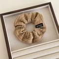 Bruine gehaakte kanten scrunchie in gebreide bloemenstijl met golvende randen - 3# Khaki 11cm