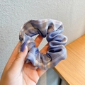 Elegante blauw-paarse geruite scrunchie van zijden stof voor dameskapsels en knotjes - 54# Paarse Betoveraarster 10 Cm