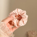 Roze en witte ruitjes scrunchie haarband in rustieke stijl met een hoge elasticiteit - #8 Sneeuwknop Roze - Klein Geruit Patroon 9 Cm
