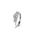 S925 sterling silver three-stone moissanite ring with adjustable open band design - 1 Carat Moissanite / White Gold