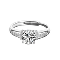 Elegante S925 zilveren ring met vierpootzetting en kleine zijwaartse diamanten - Verstelbaar Open / 1 Karaat Moissanite