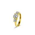 Three-stone moissanite ring with gold plating and adjustable S925 silver band - 1 Carat Moissanite / Gold