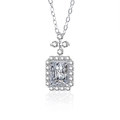 Luxurious radiant cut moissanite necklace with halo S925 sterling silver pendant - 1 Carat Moissanite (Rectangle 5x7mm)