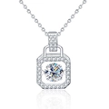 Collana in argento sterling S925 con elegante ciondolo quadrato e pietra centrale moissanite - Moissanite da 1 Carato / Argento 925