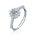 Sparkling S925 sterling silver flower ring with round cut moissanite and pave diamonds - US 5 / Moissanite