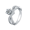 Exquise 925 sterling zilveren moissanite ring met kroonzetting en gedraaide ringband - US 5 / 1 Karaat Moissanite (Witgoud Kleur)