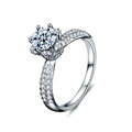 Klassieke 925 zilveren kroonring met 1 karaat moissaniet in een luxe zes-klauw zetting - US 5 / Kroon Zes-Pootjes Stijl (Met GRA Certificaat & Geschenkdoos) / Zilver