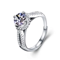 925 Sterling Silber Moissanit Ring mit Halo-Fassung und verstellbarer offener Ringschiene - Einstellbar Offen / Moissanit (1ct)