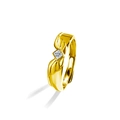 Golden S925 silver angel wing ring with square-cut moissanite for women - Adjustable Open / 30pt Moissanite Men Ring (Gold Color)