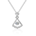 925 silver fan-shaped necklace with dancing moissanite stone and pave crystal details - 925 Silver / White Gold Color (0.5ct Moissanite)