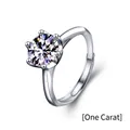 Klassieke 1 karaat moissanite ring van 925 zilver met verstelbare band en zes-klauw zetting - Verstelbaar Open / 1 Karaat Moissaniet (Platinakleur)
