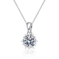 925 sterling silver snowflake pendant necklace with sparkling moissanite on white base - Hexagram Snowflake Necklace / Silver