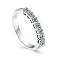 Elegant S925 sterling silver half-eternity ring with 8 sparkling round Moissanite stones - US 5 / 70 Points Moissanite (White Gold)