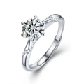 Elegant 925 sterling silver moissanite ring with six-prong setting and adjustable band - Adjustable Open / Women's Style (1 Carat Moissanite)