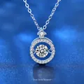 Elegant 925 sterling silver necklace featuring a dancing moissanite heart pendant in round - 0.5ct Beating Heart Style (XMZ011) / 925 Silver