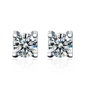 S925 Sterling Silber Ohrstecker mit Moissanit in 4-Krallen-Fassung und Spiegelreflexion - 0,5 Karat Moissanit (XEZ008) / 925er Silber / Weißgold