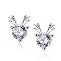 Orecchini a perno con renna in argento sterling 925 e moissanite per donna - Moissanite 0,5 Carati (Oro Bianco) / Argento 925