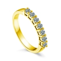 Elegance S925 sterling silver ring with seven Moissanite stones in gold finish - US 5 / 70 Points Moissanite (Yellow Gold)
