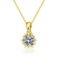 Elegance S925 sterling silver sunflower pendant necklace with shiny round moissanite stone - Hexagram Snowflake Necklace / Gold