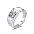 Adjustable Open 1ct Moissanite (White Gold Plated)