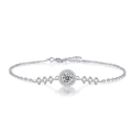 Elegantes Moissanit-Armband aus Silber mit zentraler Halo-Fassung und feiner Gliederkette - 1 Karat Moissanit / Weißgold Sternenhimmel Armband