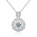 S925 sterling silver cherry blossom pendant necklace with sparkling moissanite stone - 925 Silver / 0.5ct Moissanite (White Gold Color)