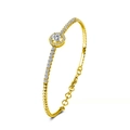 Adjustable gold plated 925 sterling silver bangle featuring moissanite stones and beads - 0.5 Carat Moissanite / Gold