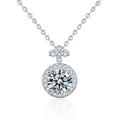 Collana con ciondolo a quadrifoglio in moissanite e argento 925 con pavé di diamanti - 1 Carato di Moissanite / Argento 925 / Oro Bianco