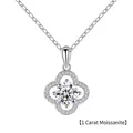 S925 silver four-leaf clover necklace featuring a 1 carat moissanite center stone - 925 Silver / 1 Carat Moissanite (White Gold)