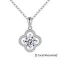 S925 silver four leaf clover necklace featuring a 2 carat moissanite pendant - 925 Silver / 2 Carat Moissanite (White Gold Color)