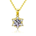 Golden snowflake necklace with moissanite pendant and sparkling central gemstone - Snowflake Necklace / 1 Carat Moissanite / Gold