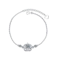 Elegante bracciale quadrifoglio in argento sterling 925 con pietre di moissanite lucenti - Moissanite da 50 Punti (Colore Oro Bianco) / Argento 925