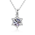 Elegant S925 sterling silver snowflake pendant necklace with sparkling moissanite stones - Snowflake Necklace / 1 Carat Moissanite / White Gold