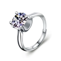 Elegante anillo ajustable de plata esterlina 925 con piedra moissanita redonda brillante - Diseño Abierto Ajustable / Moissanita Oro Blanco