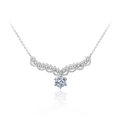 Collana in argento 925 con pendente in moissanite e design a forma di corna di cervo a V - Moissanite da 50 Punti (Colore Oro Bianco) / Argento 925