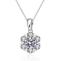 Collier flocon de neige en argent 925 avec pendentif en moissanite et reflet miroir - 1ct Moissanite (Argent 925) / Or Blanc